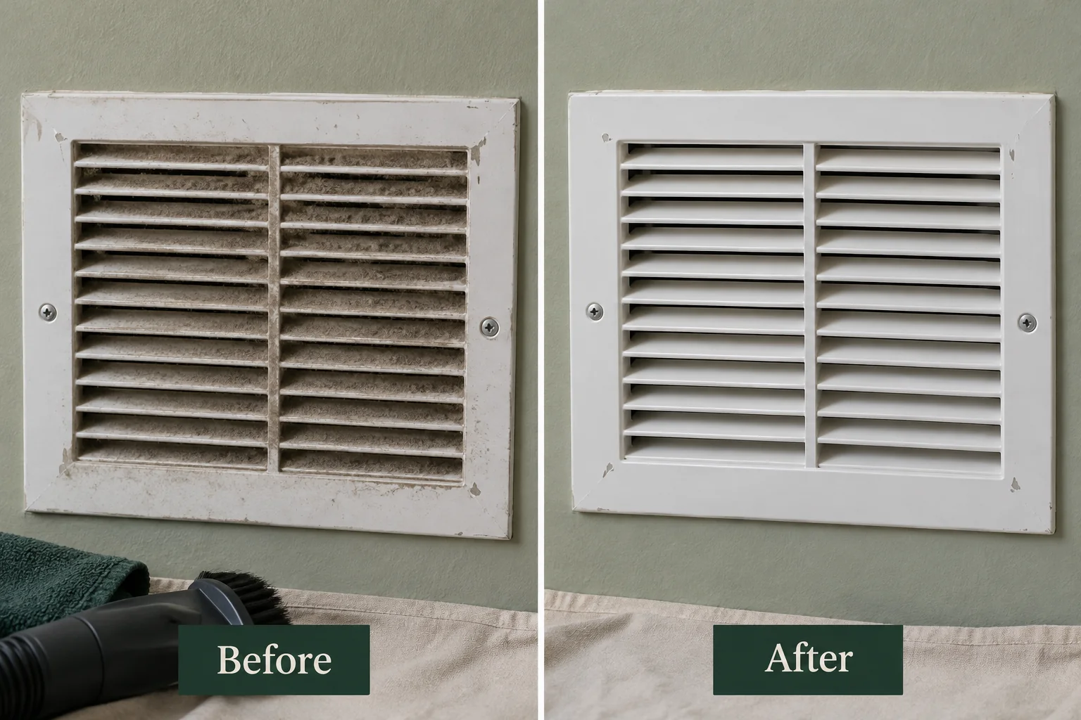 Illustrative before and after cleaning comparison