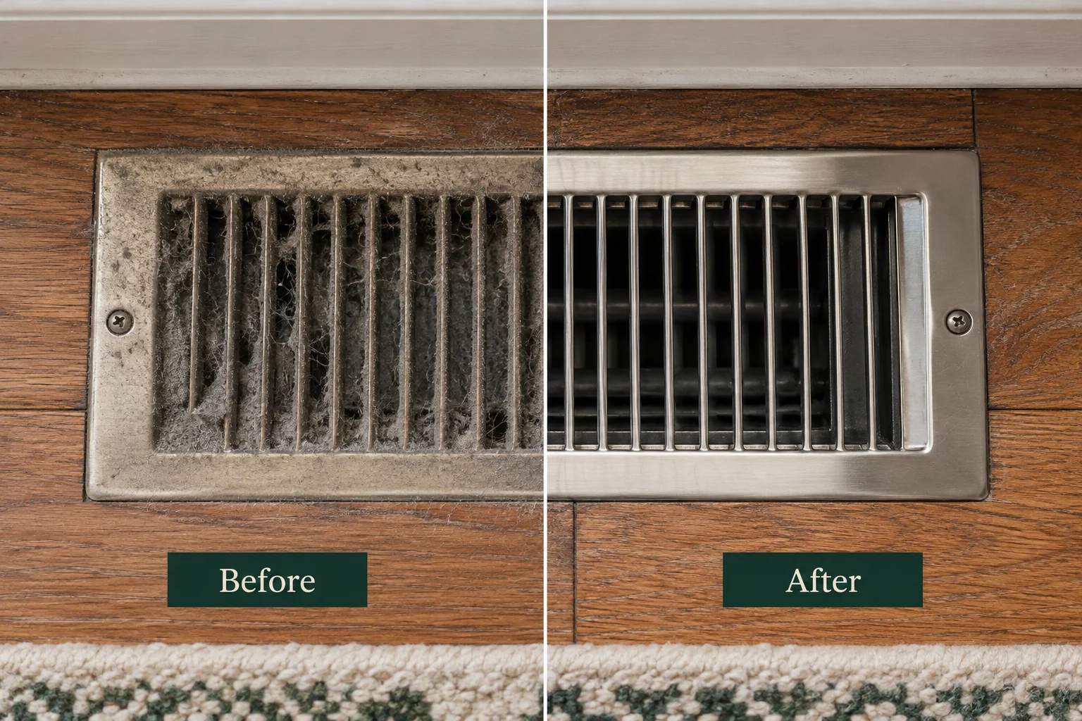 Illustrative before and after cleaning comparison