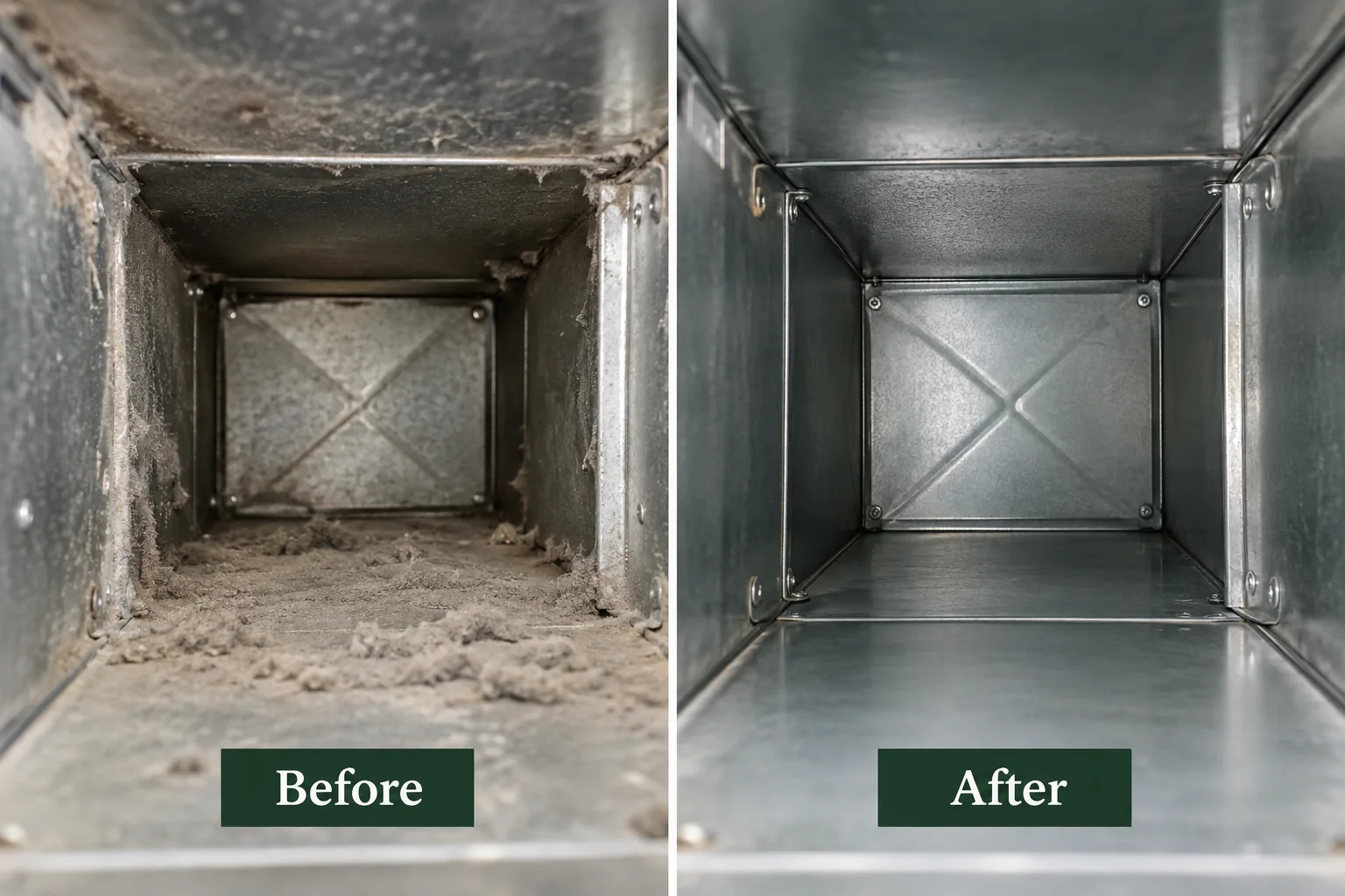 Illustrative before and after cleaning comparison