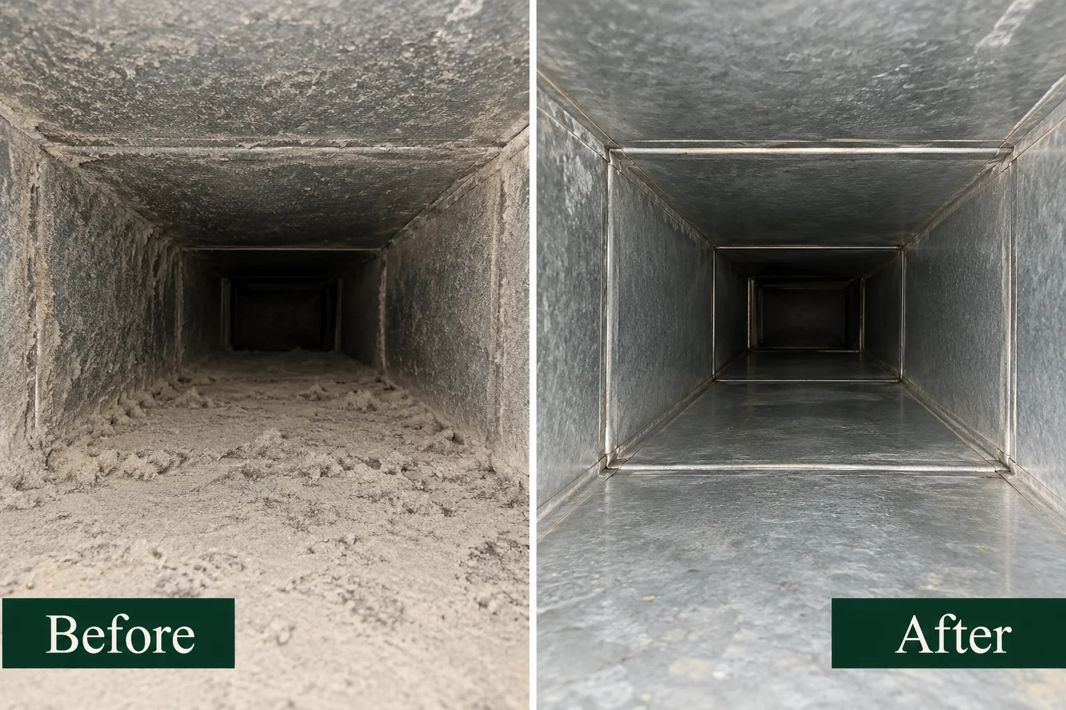 Illustrative before and after cleaning comparison