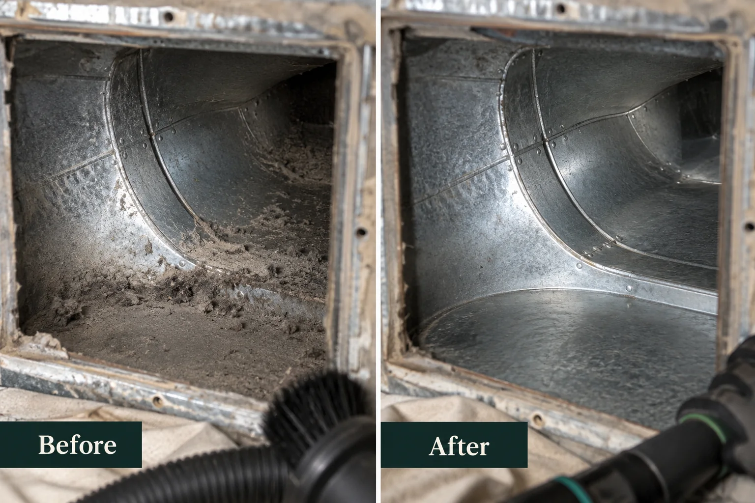 Illustrative before and after cleaning comparison