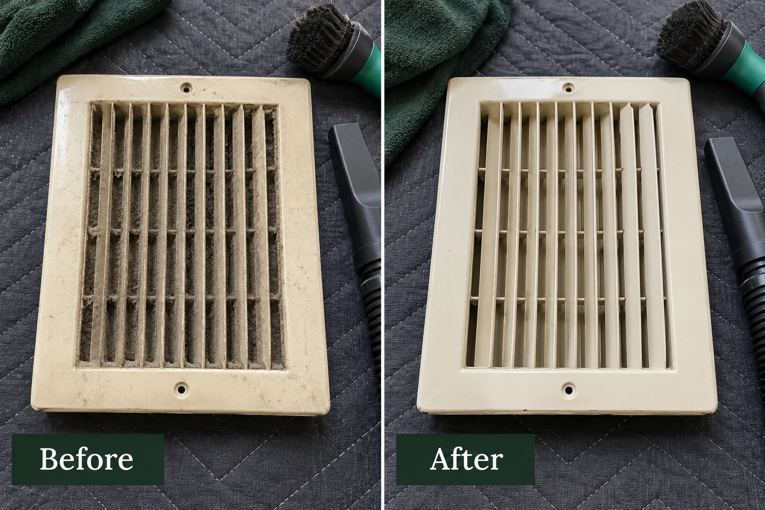 Illustrative before and after cleaning comparison